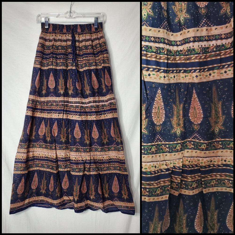 Magazine Dark Blue Boho Long Skirt